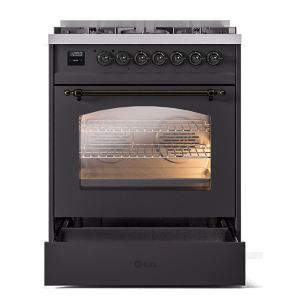 ILVE UP30NMPMGB Nostalgie II 30 inch Dual Fuel Range with 5 Burners with 4 cu. ft. Oven Capacity (Natural Gas, Triple Glass Door, Graphite Matte, Burnished) 6 ILVE UP30NMP Nostalgie II 30 inch Dual Fuel Range with 5 Burners with 4 cu. ft. Oven Capacity