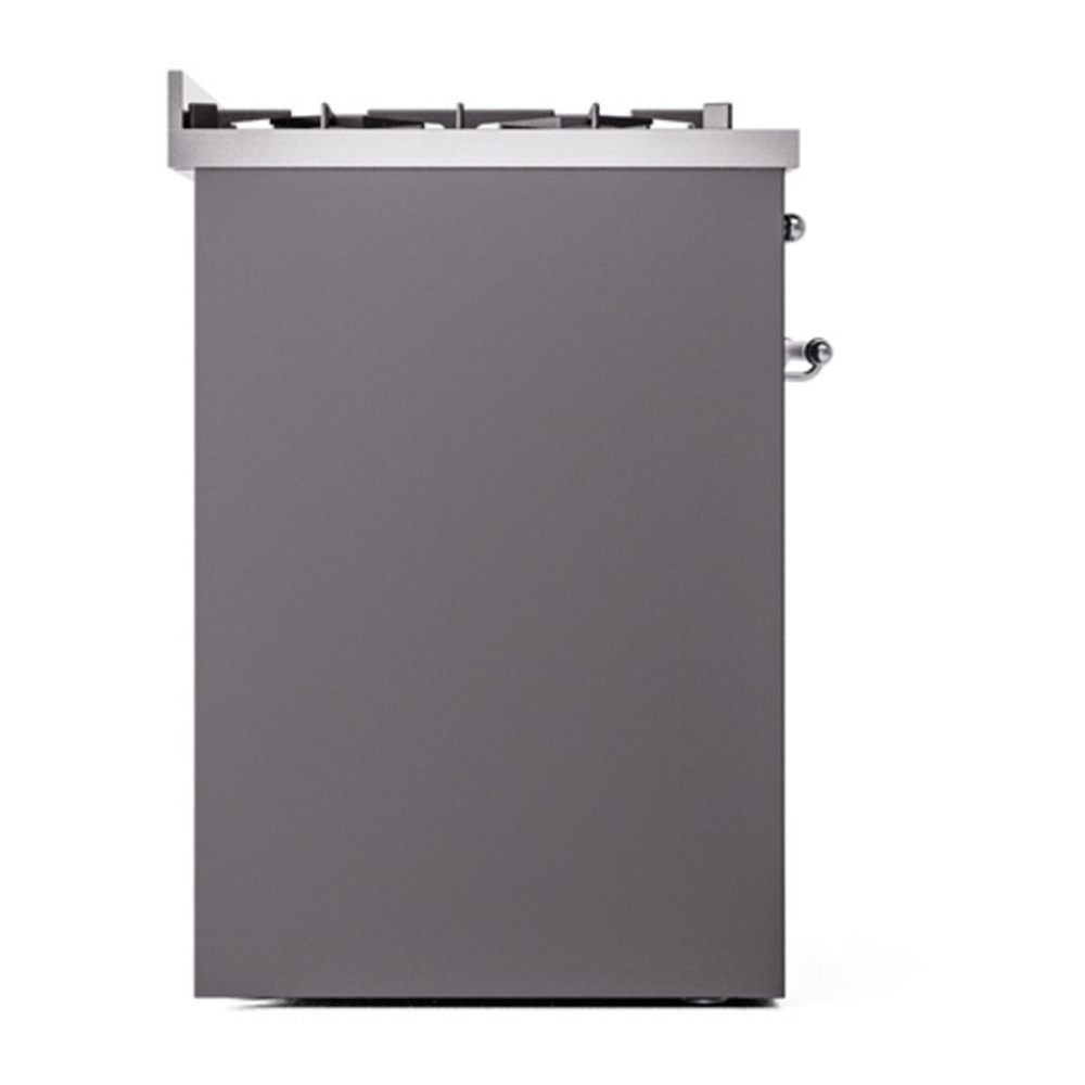 ILVE UP30NMPMGCLP Nostalgie II 30 inch Dual Fuel Range with 5 Burners with 4 cu. ft. Oven Capacity (Liquid Propane, Triple Glass Door, Graphite Matte, Chrome) 10 ILVE_UP30NMPMGCLP_Nostalgie_II_30"_Dual_Fuel_Range_left_side