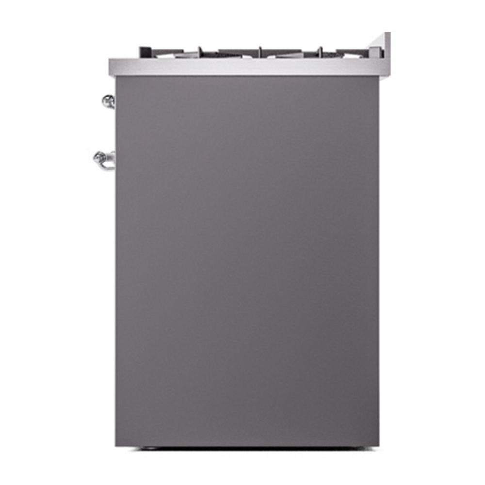 ILVE UP30NMPMGCLP Nostalgie II 30 inch Dual Fuel Range with 5 Burners with 4 cu. ft. Oven Capacity (Liquid Propane, Triple Glass Door, Graphite Matte, Chrome) 11 ILVE_UP30NMPMGCLP_Nostalgie_II_30"_Dual_Fuel_Range_right_side