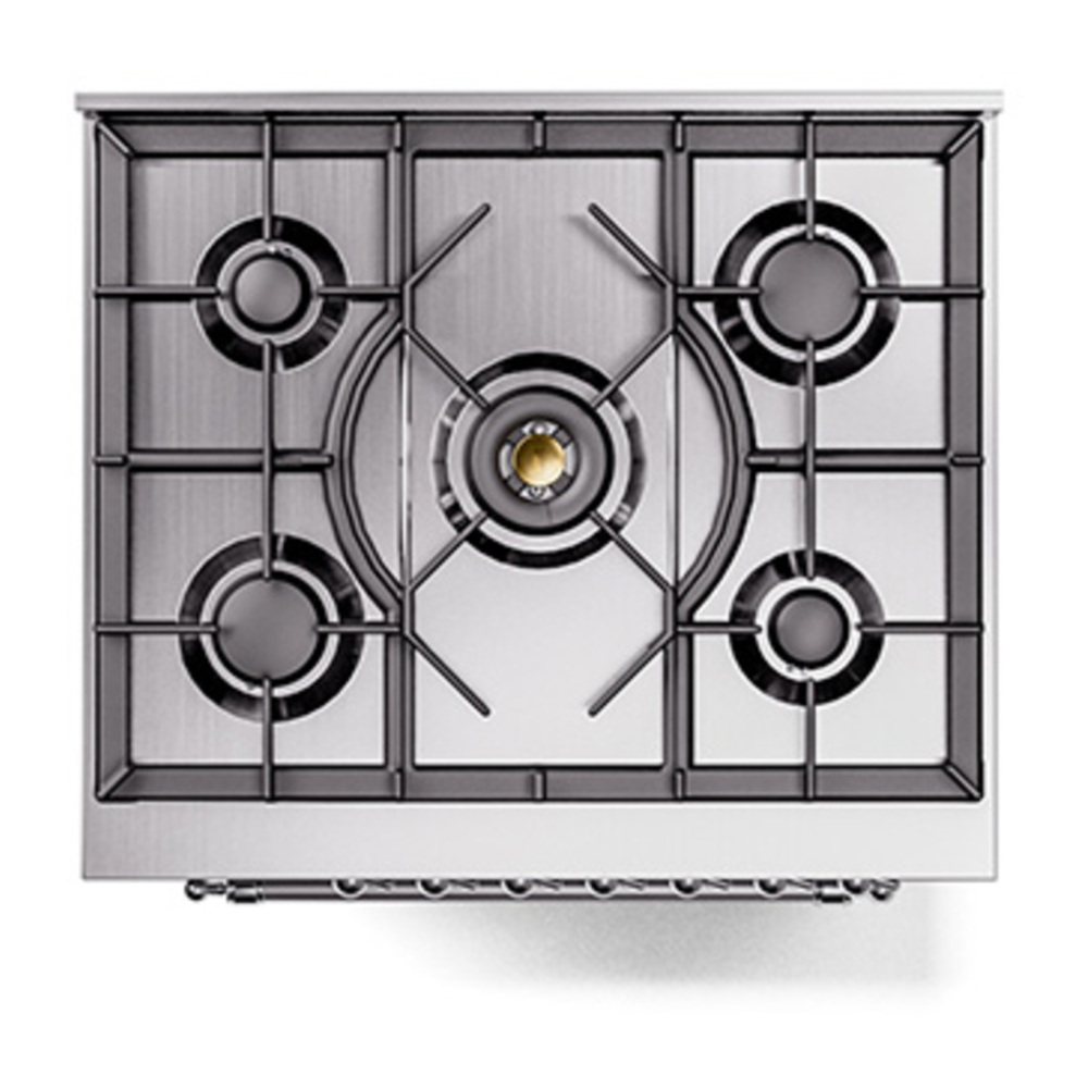 ILVE UP30NMPMGC Nostalgie II 30 inch Dual Fuel Range with 5 Burners with 4 cu. ft. Oven Capacity (Natural Gas, Triple Glass Door, Graphite Matte, Chrome) 9 ILVE_UP30NMPMGC_Nostalgie_II_30"_Dual_Fuel_Range_top_view