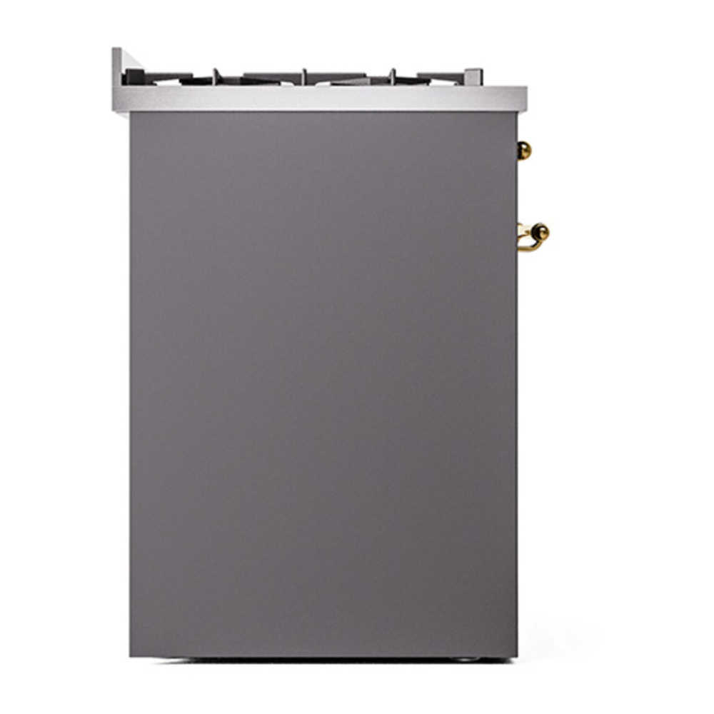 ILVE UP30NMPMGG Nostalgie II 30 inch Dual Fuel Range with 5 Burners with 4 cu. ft. Oven Capacity (Natural Gas, Triple Glass Door, Graphite Matte, Brass) 10 ILVE_UP30NMPMGG_Nostalgie_II_30"_Dual_Fuel_Range_left_side