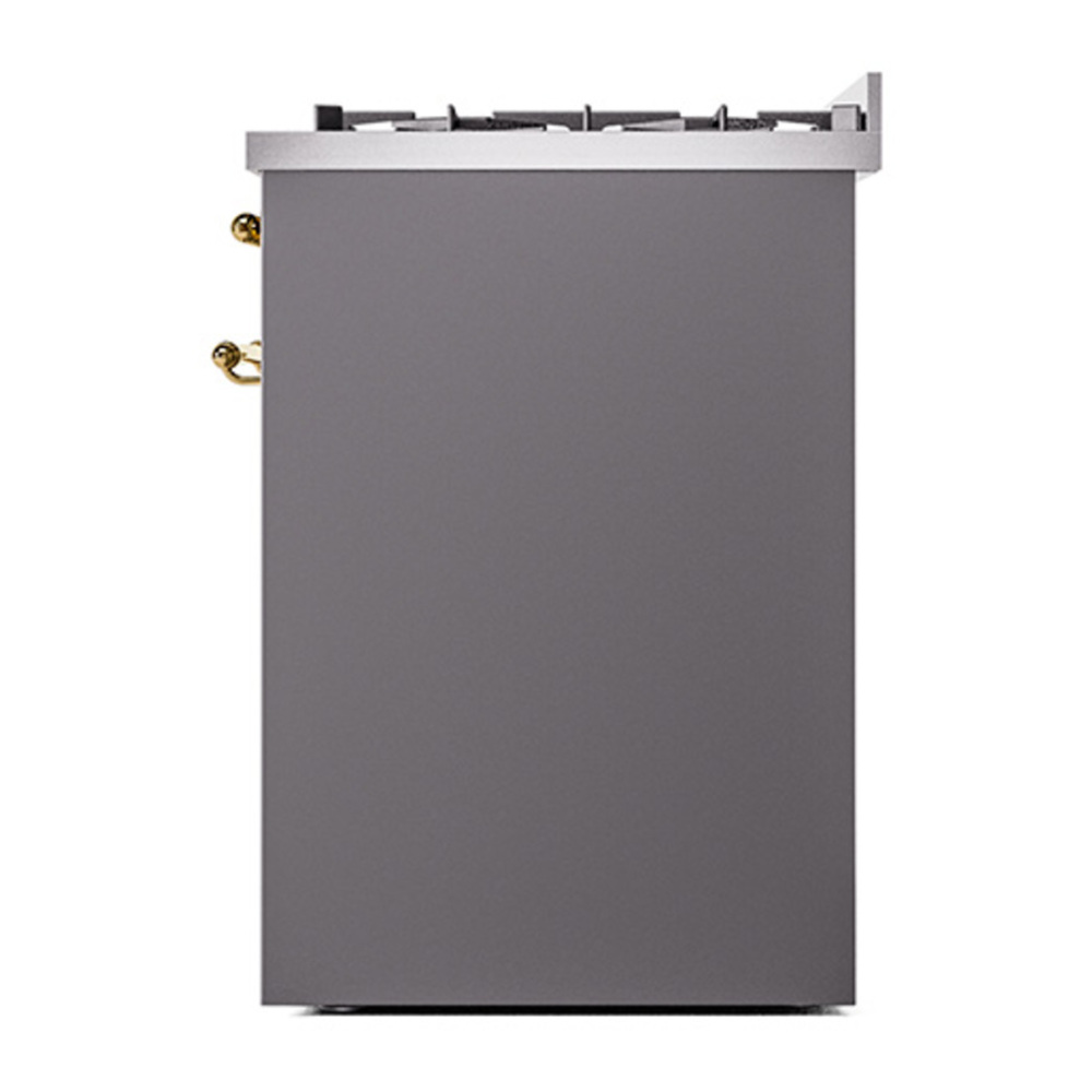 ILVE UP30NMPMGG Nostalgie II 30 inch Dual Fuel Range with 5 Burners with 4 cu. ft. Oven Capacity (Natural Gas, Triple Glass Door, Graphite Matte, Brass) 11 ILVE_UP30NMPMGG_Nostalgie_II_30"_Dual_Fuel_Range_right_side