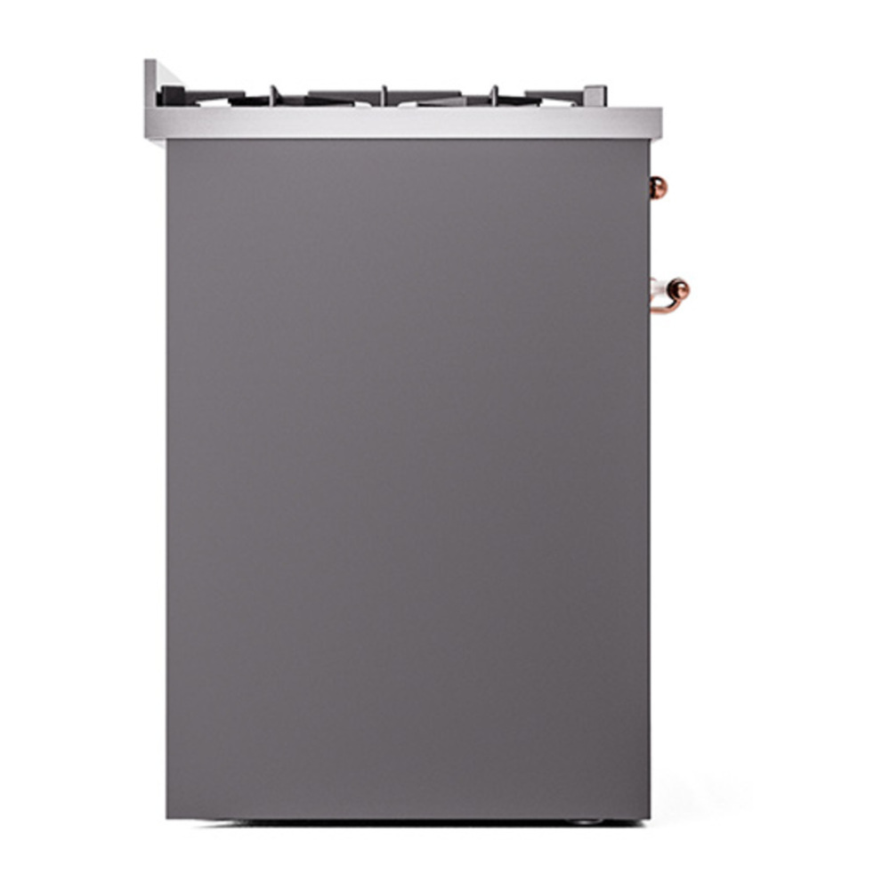 ILVE UP30NMPMGPLP Nostalgie II 30 inch Dual Fuel Range with 5 Burners with 4 cu. ft. Oven Capacity (Liquid Propane, Triple Glass Door, Graphite Matte, Copper) 10 ILVE_UP30NMPMGPLP_Nostalgie_II_30"_Dual_Fuel_Range_left_side