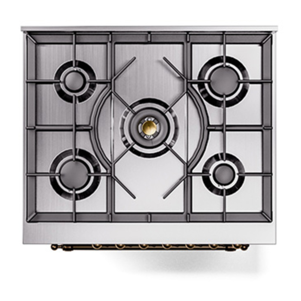 ILVE UP30NMPRABLP Nostalgie II 30 inch Dual Fuel Range with 5 Burners with 4 cu. ft. Oven Capacity (Liquid Propane, Triple Glass Door, RAL, Burnished) 6 ILVE_UP30NMPRABLP_Nostalgie_II_30"_Dual_Fuel_Range_top_view