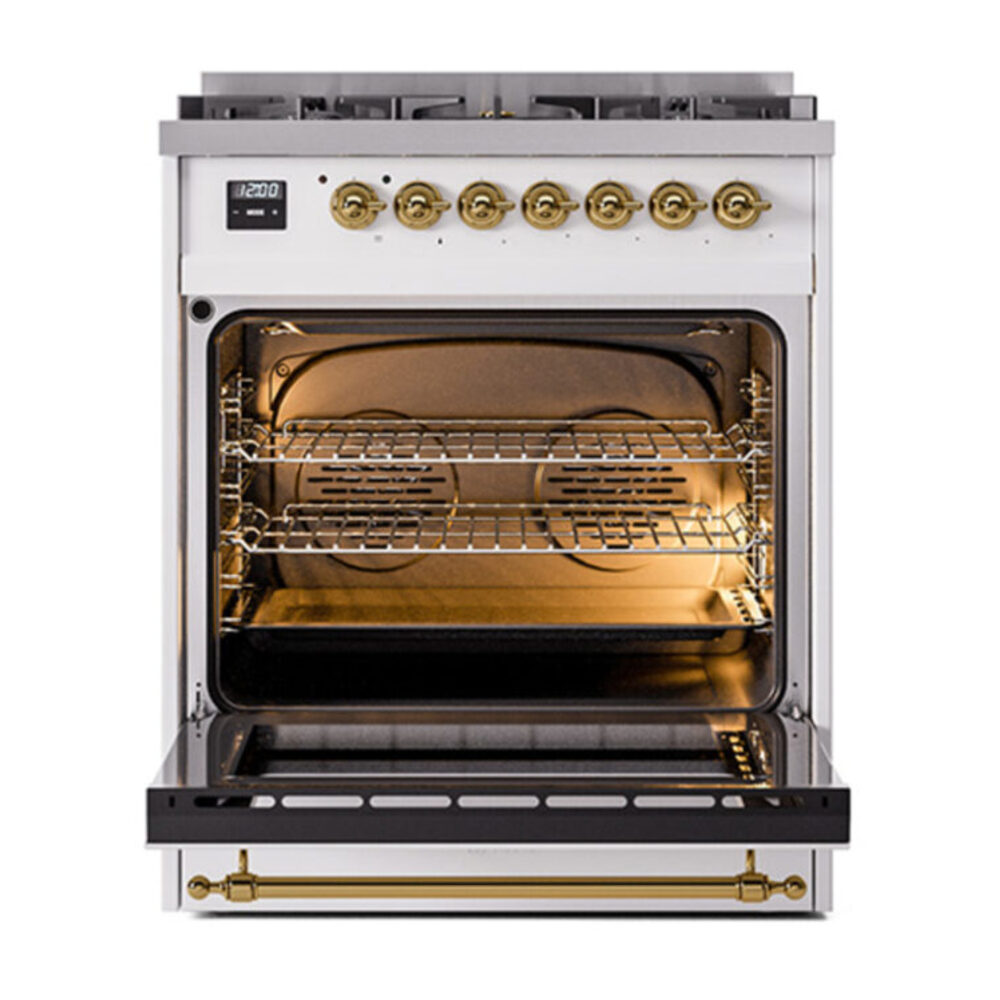 ILVE_UP30NMPRAGLP_Nostalgie_II_30"_Dual_Fuel_Range_oven_door_opened