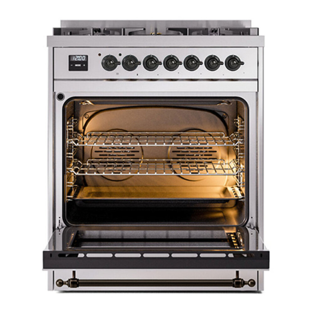 ILVE UP30NMPSSBLP Nostalgie II 30 inch Dual Fuel Range with 5 Burners with 4 cu. ft. Oven Capacity (Liquid Propane, Triple Glass Door, Stainless Steel, Burnished) 5 ILVE UP30NMP Nostalgie II 30 inch Dual Fuel Range with 5 Burners with 4 cu. ft. Oven Capacity