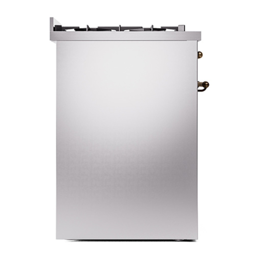 ILVE UP30NMPSSB Nostalgie II 30 inch Dual Fuel Range with 5 Burners with 4 cu. ft. Oven Capacity (Natural Gas, Triple Glass Door, Stainless Steel, Burnished) 9 ILVE_UP30NMPSSB_Nostalgie_II_30"_Dual_Fuel_Range_left_side