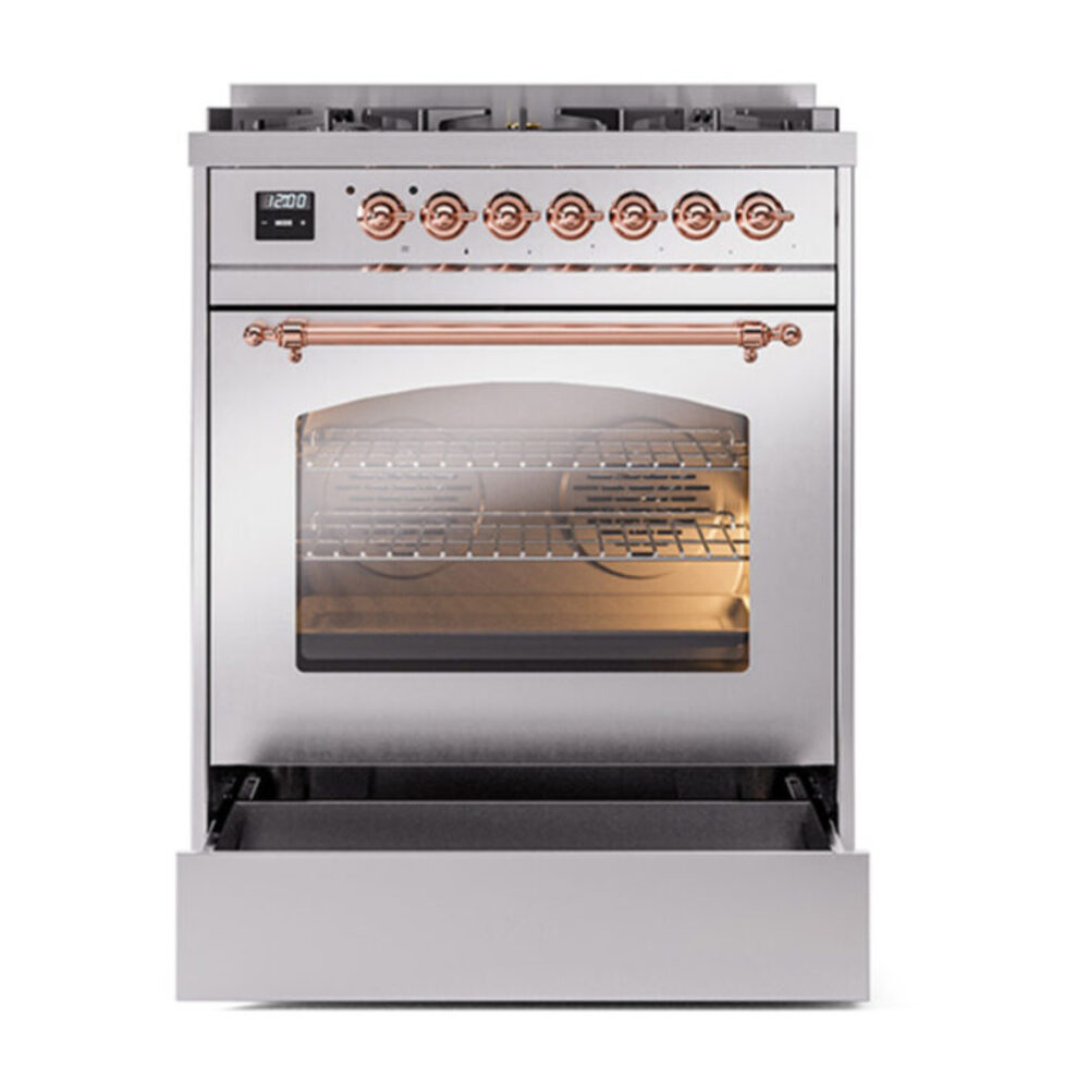 ILVE_UP30NMPSSP_Nostalgie_II_30"_Dual_Fuel_Range_drawer_opened