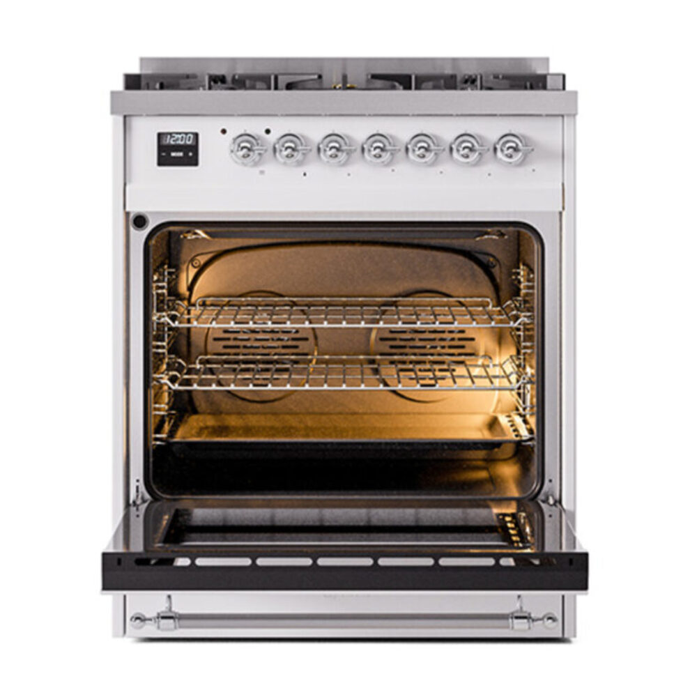 ILVE_UP30NMPWHC_Nostalgie_II_30"_Dual_Fuel_Range_oven_door_opened