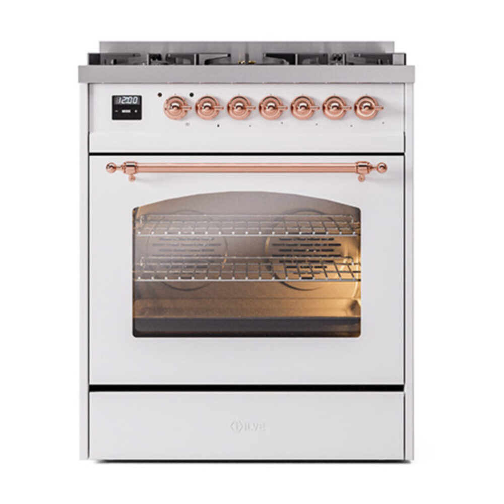 ILVE_UP30NMPWHPLP_Nostalgie_II_30"_Dual_Fuel_Range_front_view
