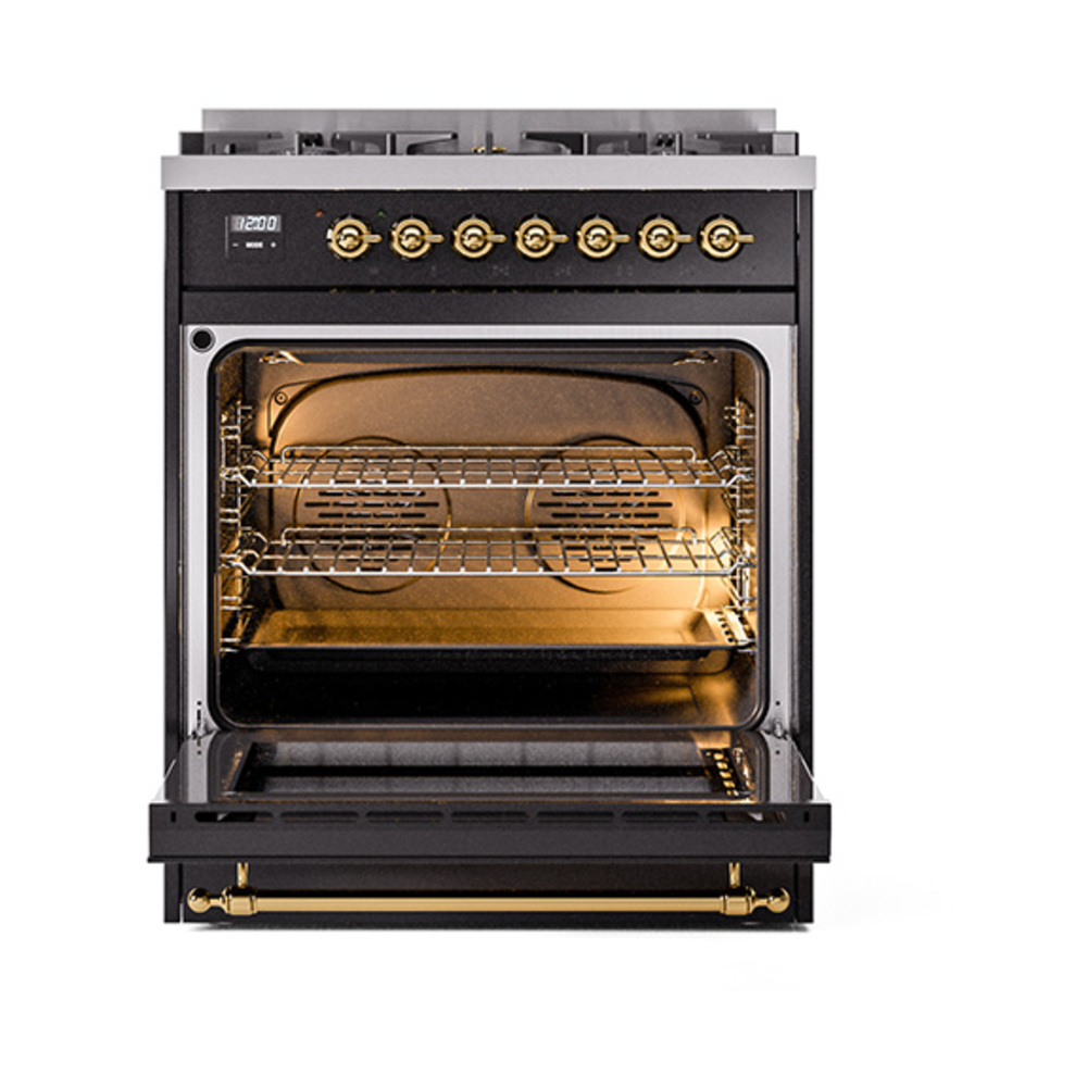 ILVE_UP30QNMPBKGLP_Nostalgie_II_30"_Dual_Fuel_Range_oven_door_opened