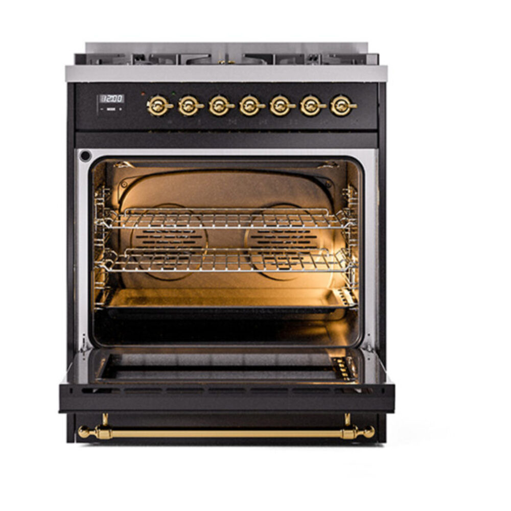 ILVE_UP30QNMPBKGLP_Nostalgie_II_30"_Dual_Fuel_Range_oven_door_opened