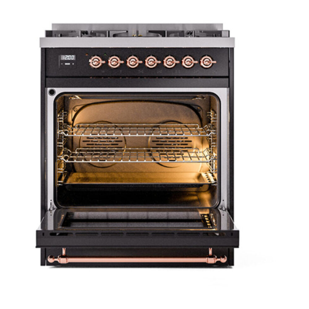 ILVE_UP30QNMPBKPLP_Nostalgie_II_30"_Dual_Fuel_Range_oven_door_opened