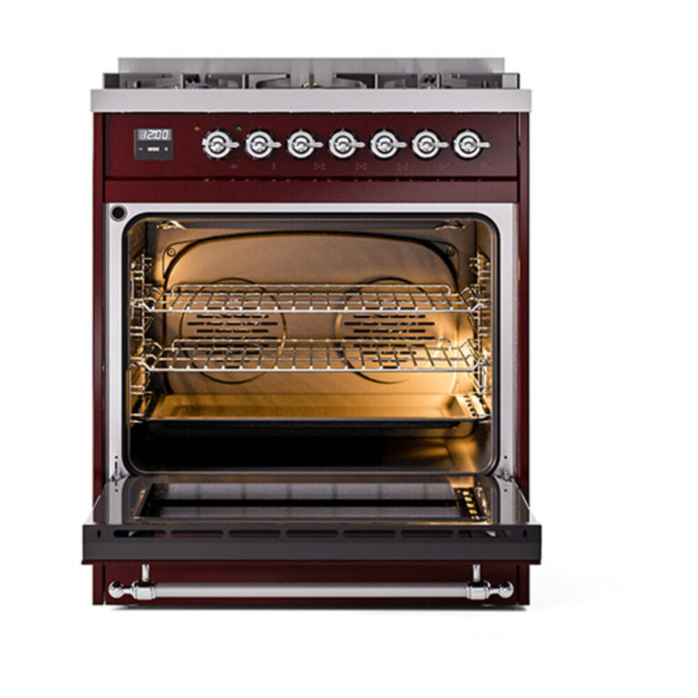 ILVE_UP30QNMPBUC_Nostalgie_II_30"_Dual_Fuel_Range_oven_door_opened