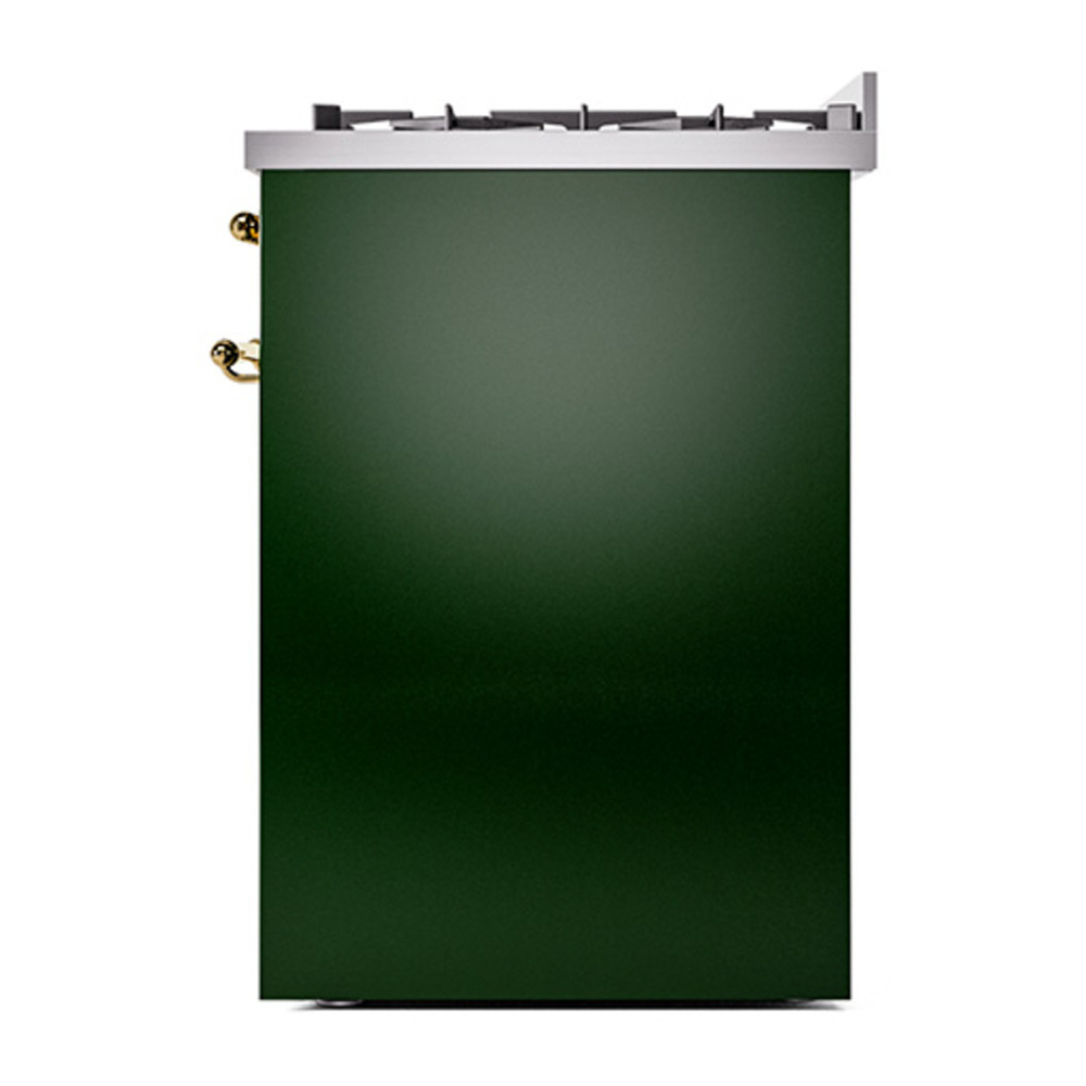 ILVE UP30QNMPEGGLP Nostalgie II 30 inch Dual Fuel Range with 5 Burners with 4 cu. ft. Oven Capacity (Liquid Propane, Solid Door, Emerald Green, Brass) 8 ILVE_UP30QNMPEGGLP_Nostalgie_II_30"_Dual_Fuel_Range_right_side