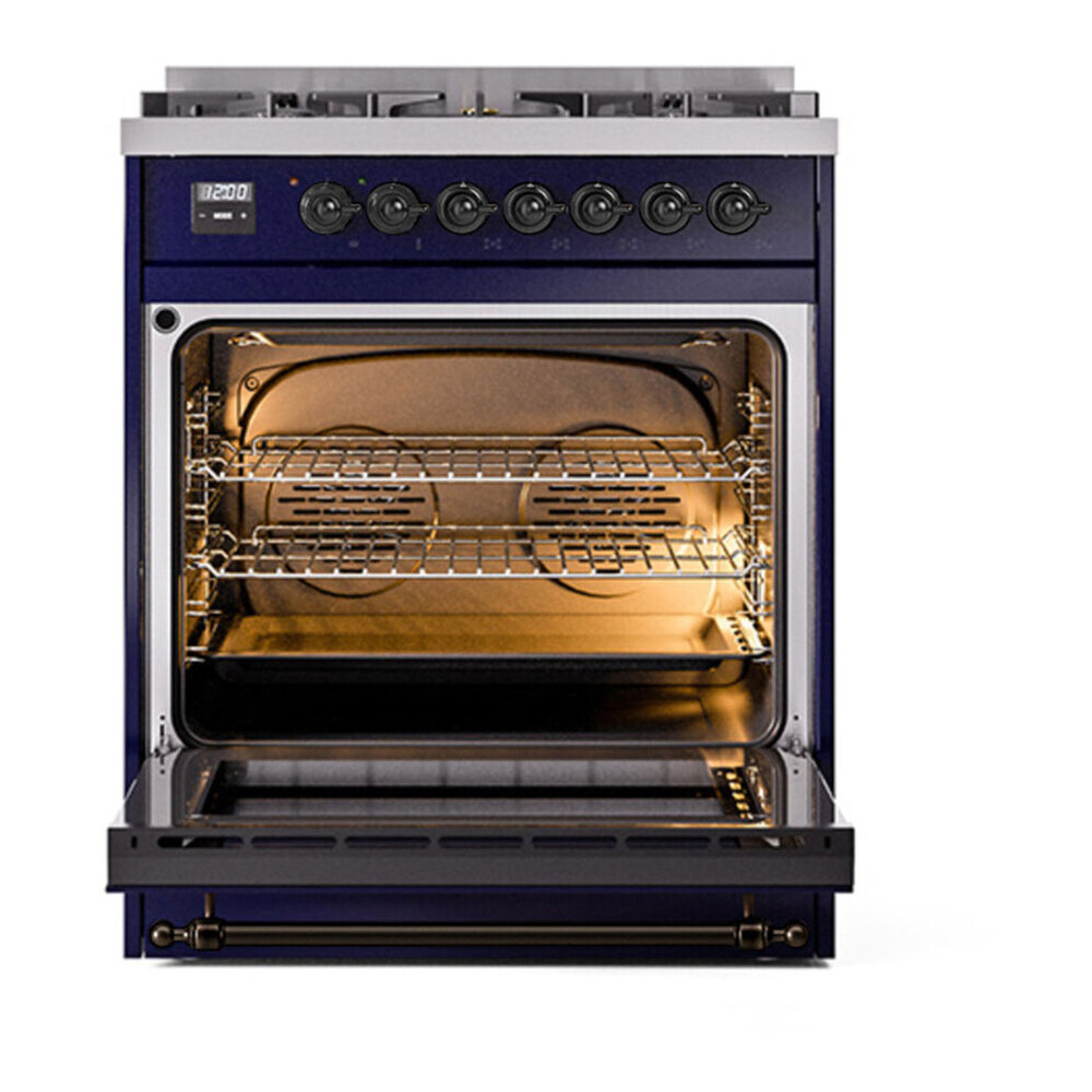 ILVE UP30QNMPMBBLP Nostalgie II 30 inch Dual Fuel Range with 5 Burners with 4 cu. ft. Oven Capacity (Liquid Propane, Solid Door, Midnight Blue, Burnished) 5 ILVE UP30NMP Nostalgie II 30 inch Dual Fuel Range with 5 Burners with 4 cu. ft. Oven Capacity