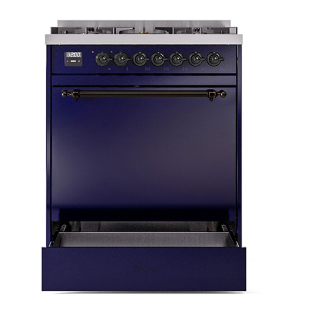 ILVE UP30QNMPMBBLP Nostalgie II 30 inch Dual Fuel Range with 5 Burners with 4 cu. ft. Oven Capacity (Liquid Propane, Solid Door, Midnight Blue, Burnished) 6 ILVE UP30NMP Nostalgie II 30 inch Dual Fuel Range with 5 Burners with 4 cu. ft. Oven Capacity