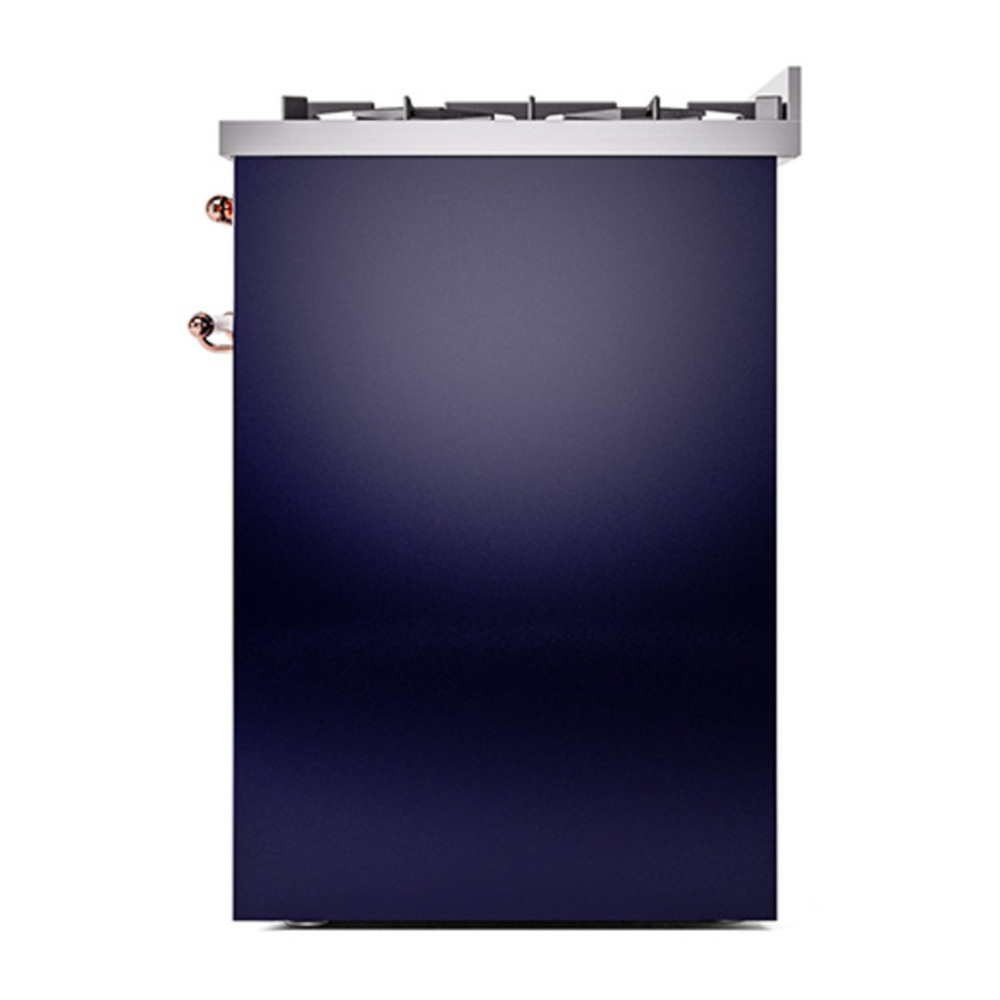 ILVE UP30QNMPMBPLP Nostalgie II 30 inch Dual Fuel Range with 5 Burners with 4 cu. ft. Oven Capacity (Liquid Propane, Solid Door, Midnight Blue, Copper) 8 ILVE_UP30QNMPMBPLP_Nostalgie_II_30"_Dual_Fuel_Range_right_side