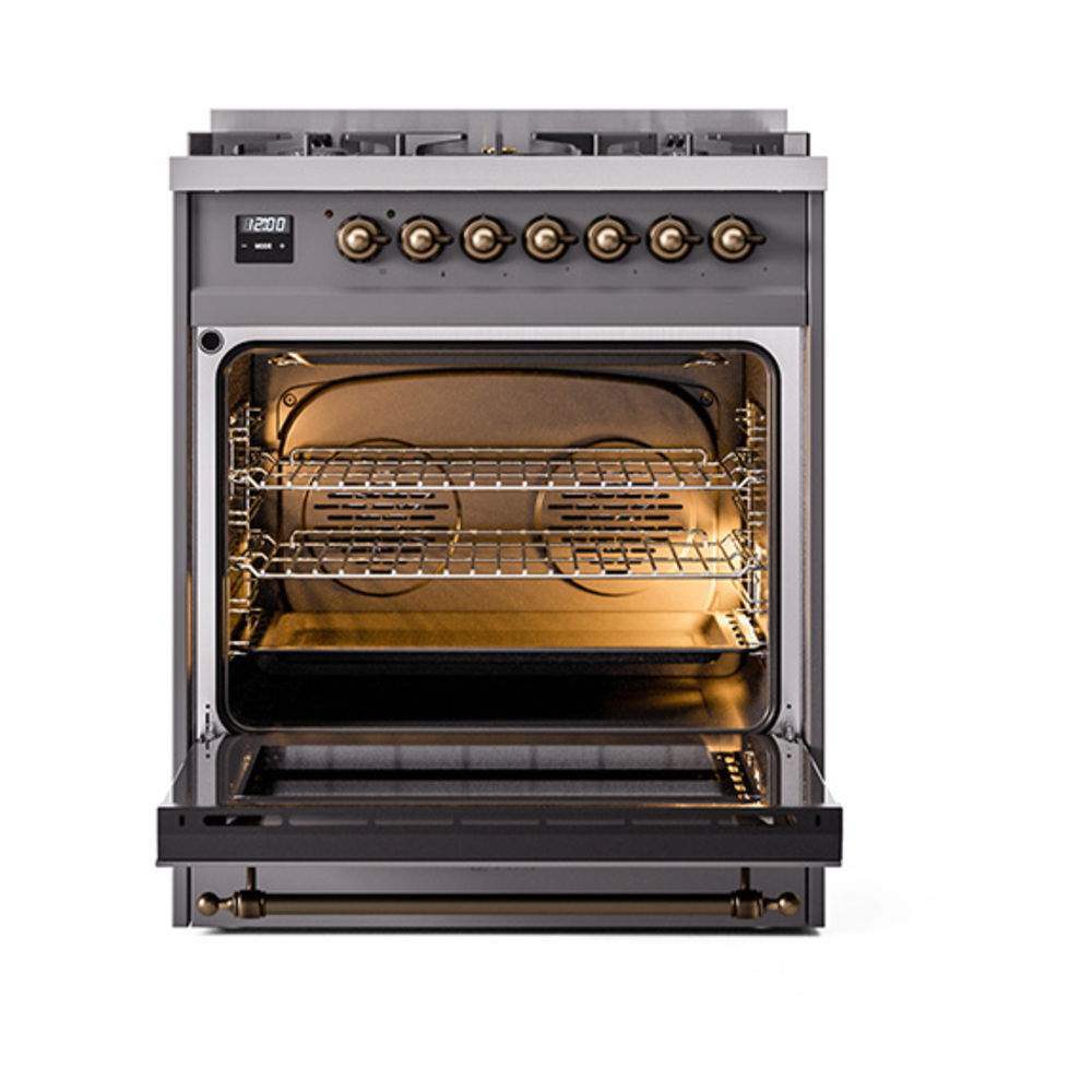 ILVE_UP30QNMPMGB_Nostalgie_II_30"_Dual_Fuel_Range_oven_door_opened