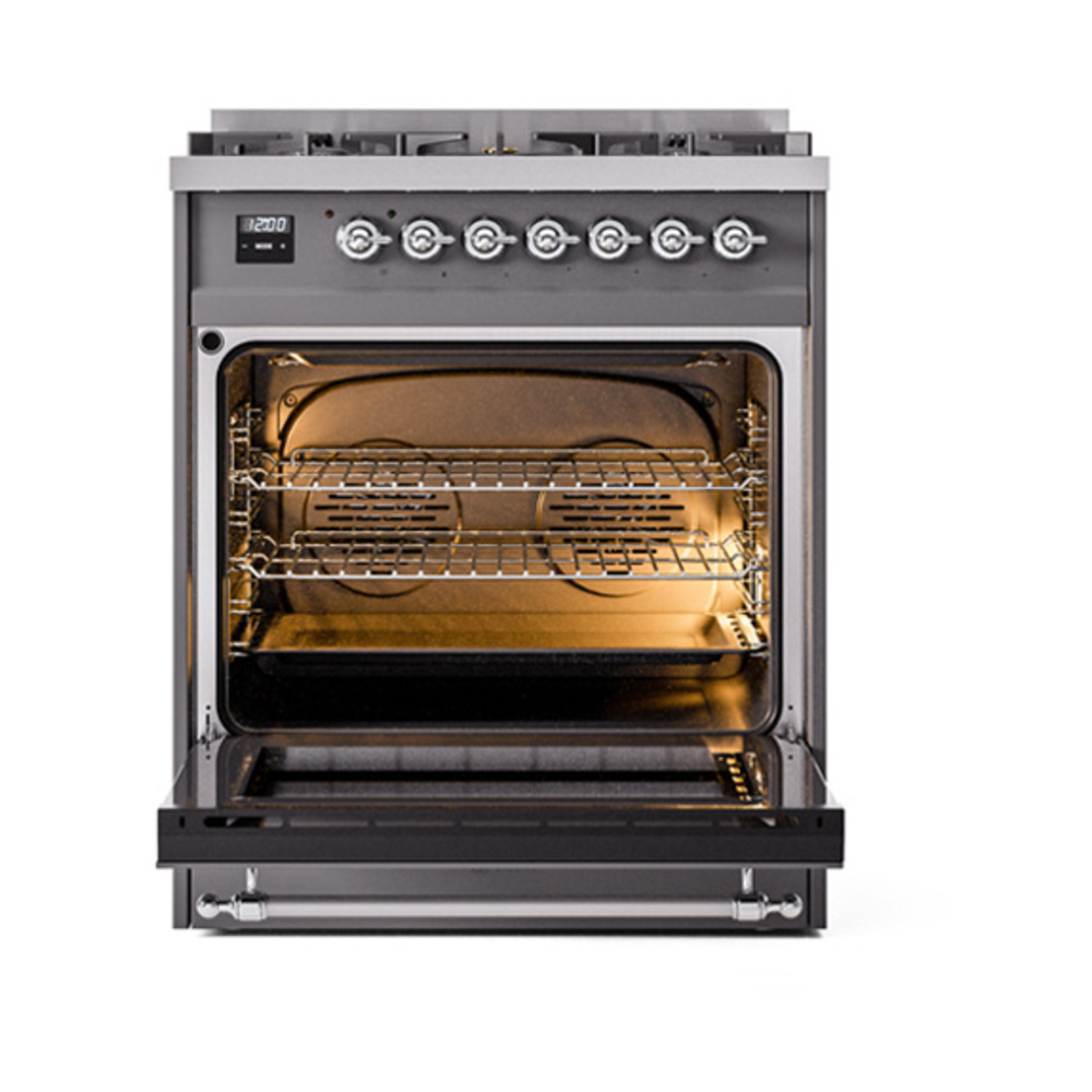 ILVE_UP30QNMPMGC_Nostalgie_II_30"_Dual_Fuel_Range_oven_door_opened