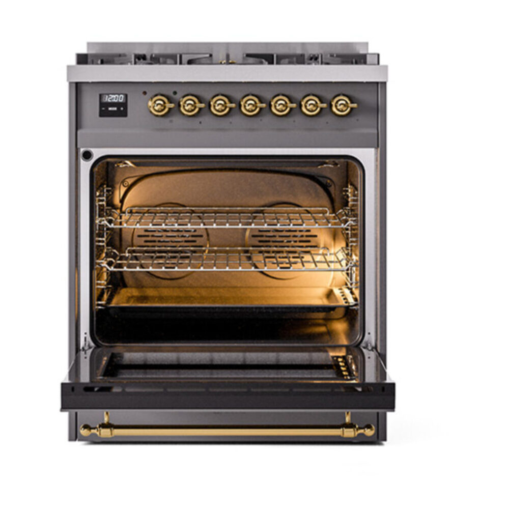 ILVE_UP30QNMPMGGLP_Nostalgie_II_30"_Dual_Fuel_Range_oven_door_opened