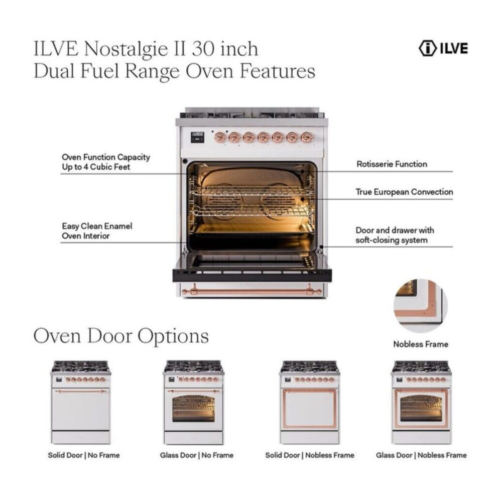 ILVE UP30NMP Nostalgie II 30 inch Dual Fuel Range with 5 Burners with 4 cu. ft. Oven Capacity