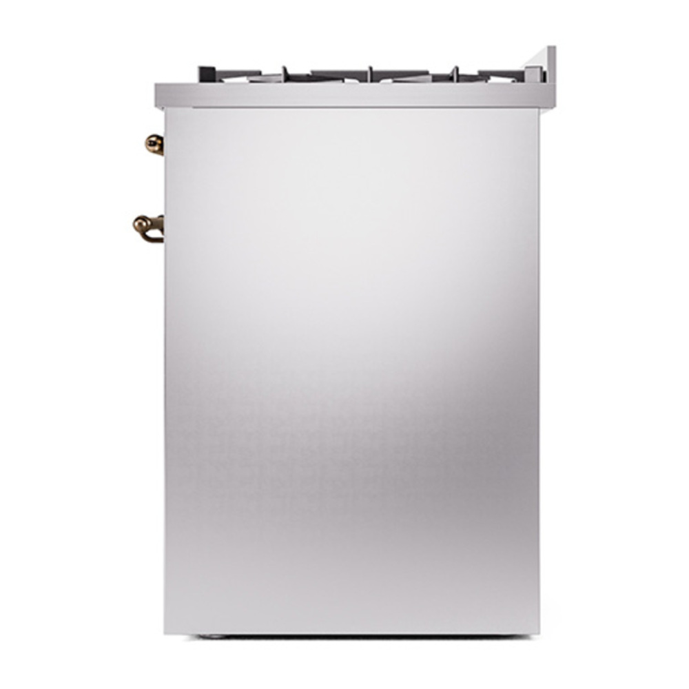 ILVE UP30QNMPSSB Nostalgie II 30 inch Dual Fuel Range with 5 Burners with 4 cu. ft. Oven Capacity (Natural Gas, Solid Door, Stainless Steel, Burnished) 9 ILVE_UP30QNMPSSB_Nostalgie_II_30"_Dual_Fuel_Range_right_side