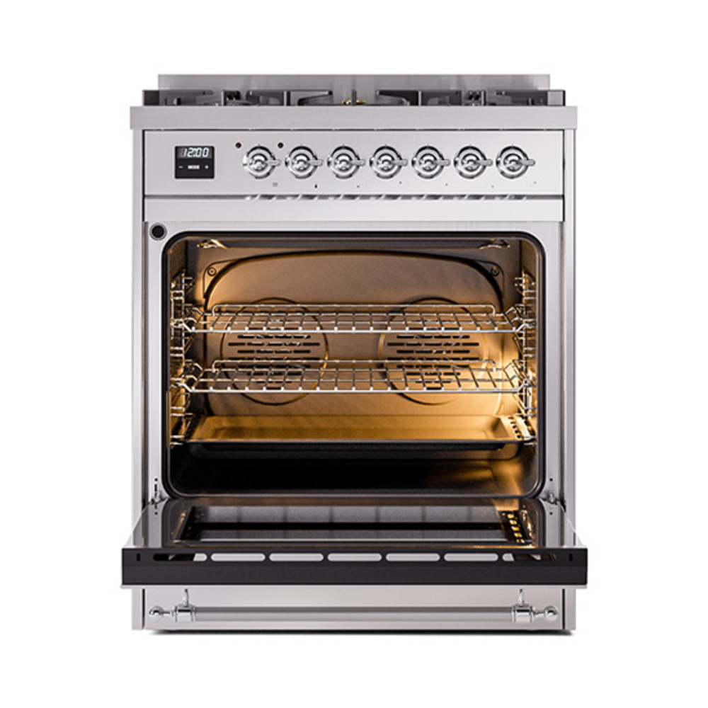 ILVE_UP30QNMPSSC_Nostalgie_II_30"_Dual_Fuel_Range_oven_door_opened