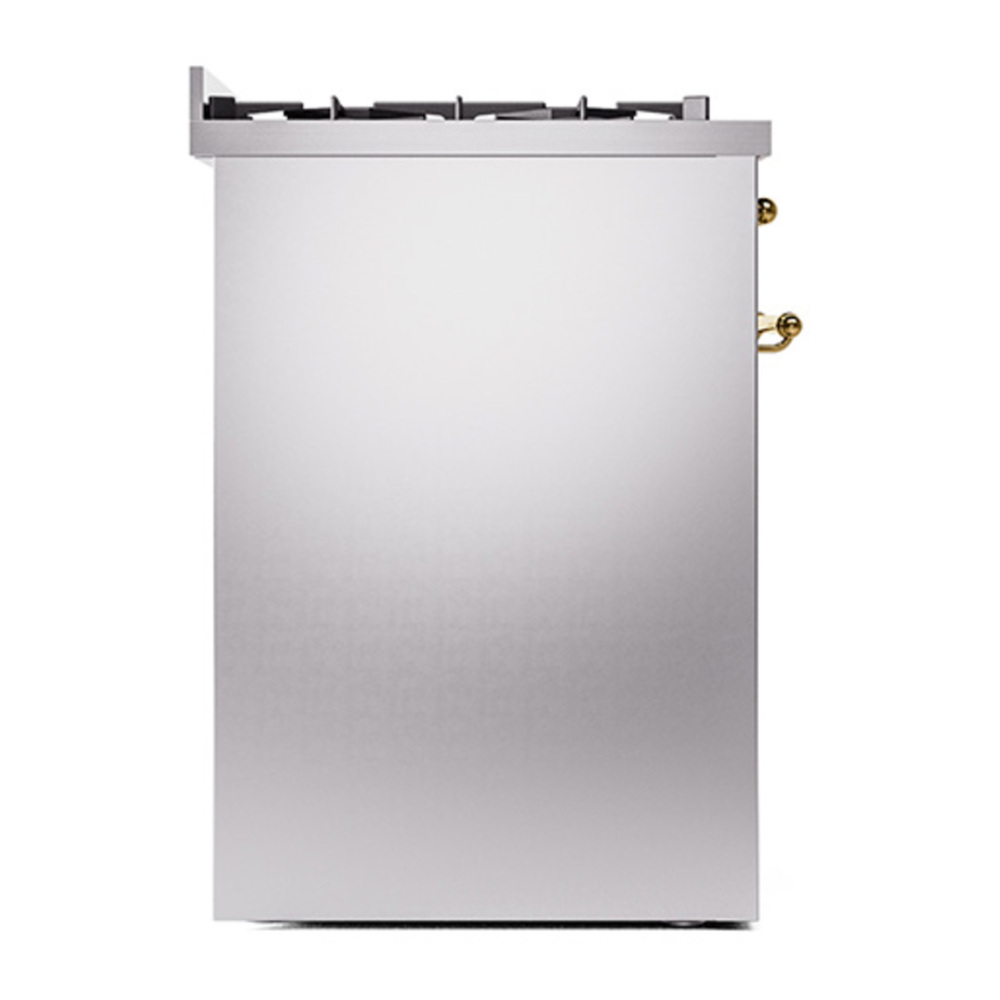 ILVE UP30QNMPSSGLP Nostalgie II 30 inch Dual Fuel Range with 5 Burners with 4 cu. ft. Oven Capacity (Liquid Propane, Solid Door, Stainless Steel, Brass) 7 ILVE_UP30QNMPSSGLP_Nostalgie_II_30"_Dual_Fuel_Range_left_side