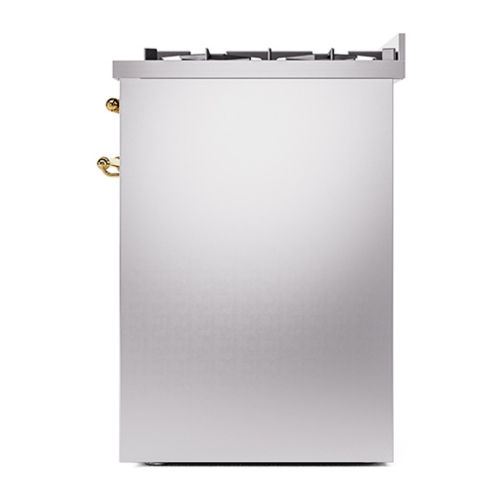 ILVE UP30QNMPSSG Nostalgie II 30 inch Dual Fuel Range with 5 Burners with 4 cu. ft. Oven Capacity (Natural Gas, Solid Door, Stainless Steel, Brass) 8 ILVE_UP30QNMPSSG_Nostalgie_II_30"_Dual_Fuel_Range_right_side