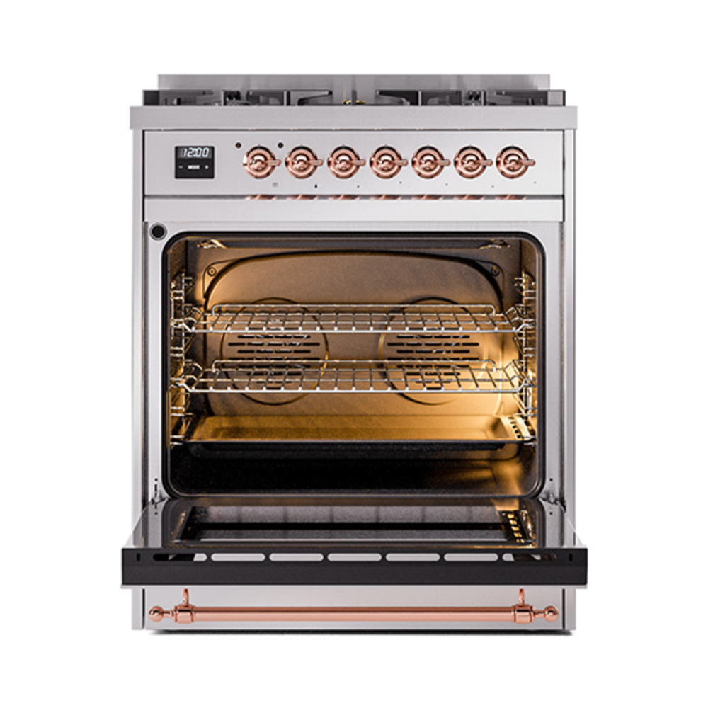 ILVE_UP30QNMPSSPLP_Nostalgie_II_30"_Dual_Fuel_Range_oven_door_opened