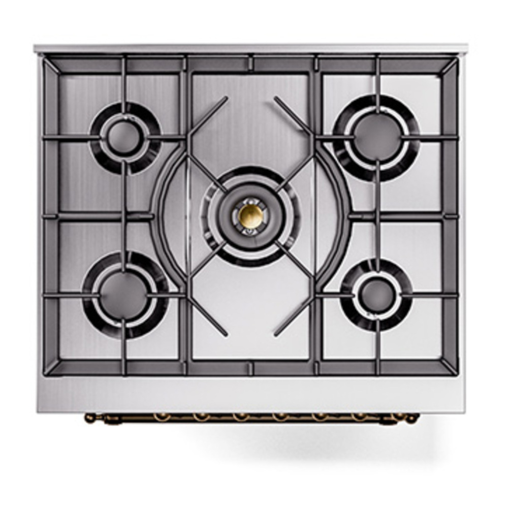 ILVE UP30QNMPWHBLP Nostalgie II 30 inch Dual Fuel Range with 5 Burners with 4 cu. ft. Oven Capacity (Liquid Propane, Solid Door, White, Burnished) 6 ILVE_UP30QNMPWHBLP_Nostalgie_II_30"_Dual_Fuel_Range_top_view