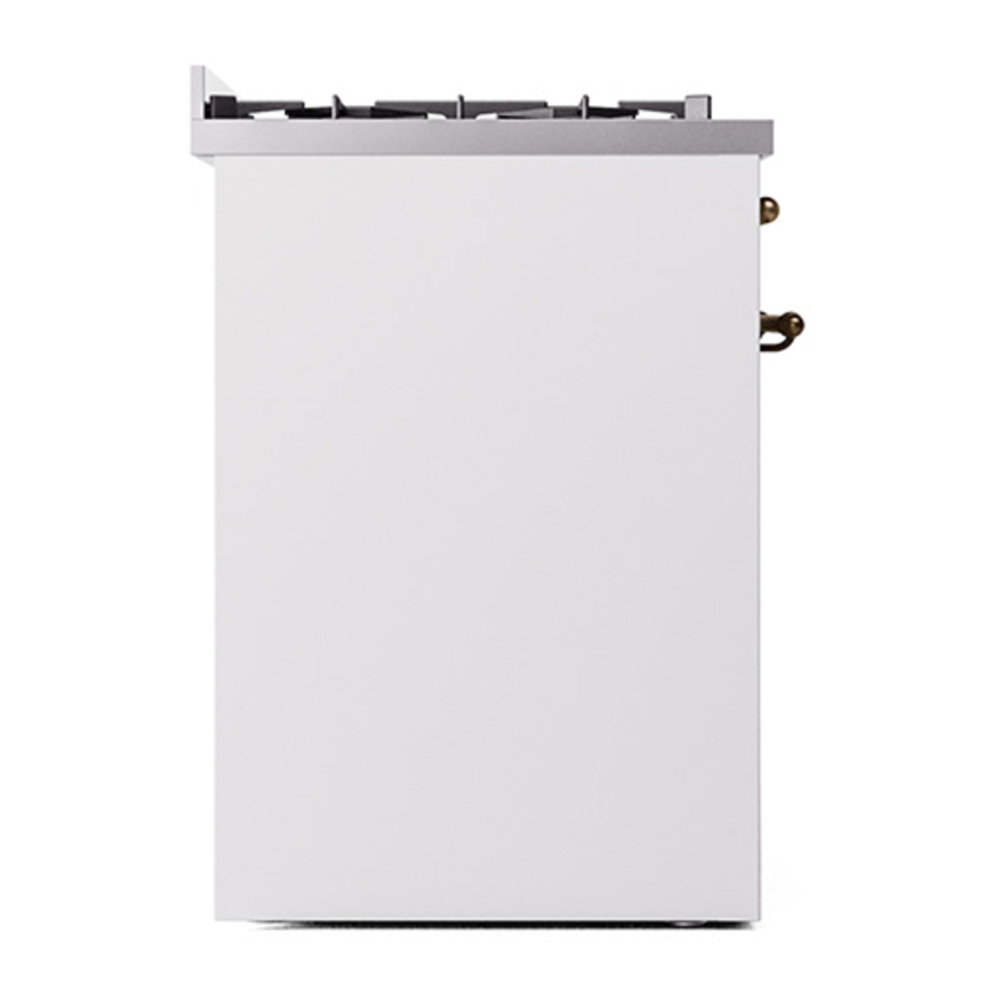 ILVE UP30QNMPWHBLP Nostalgie II 30 inch Dual Fuel Range with 5 Burners with 4 cu. ft. Oven Capacity (Liquid Propane, Solid Door, White, Burnished) 7 ILVE_UP30QNMPWHBLP_Nostalgie_II_30"_Dual_Fuel_Range_left_side