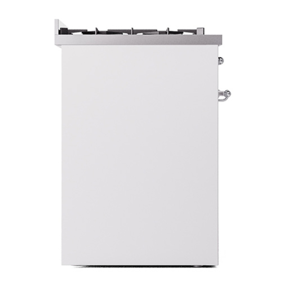 ILVE UP30QNMPWHC Nostalgie II 30 inch Dual Fuel Range with 5 Burners with 4 cu. ft. Oven Capacity (Natural Gas, Solid Door, White, Chrome) 7 ILVE_UP30QNMPWHC_Nostalgie_II_30"_Dual_Fuel_Range_left_side