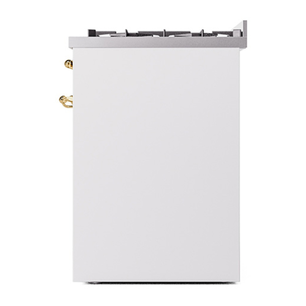 ILVE UP30QNMPWHG Nostalgie II 30 inch Dual Fuel Range with 5 Burners with 4 cu. ft. Oven Capacity (Natural Gas, Solid Door, White, Brass) 8 ILVE_UP30QNMPWHG_Nostalgie_II_30"_Dual_Fuel_Range_right_side