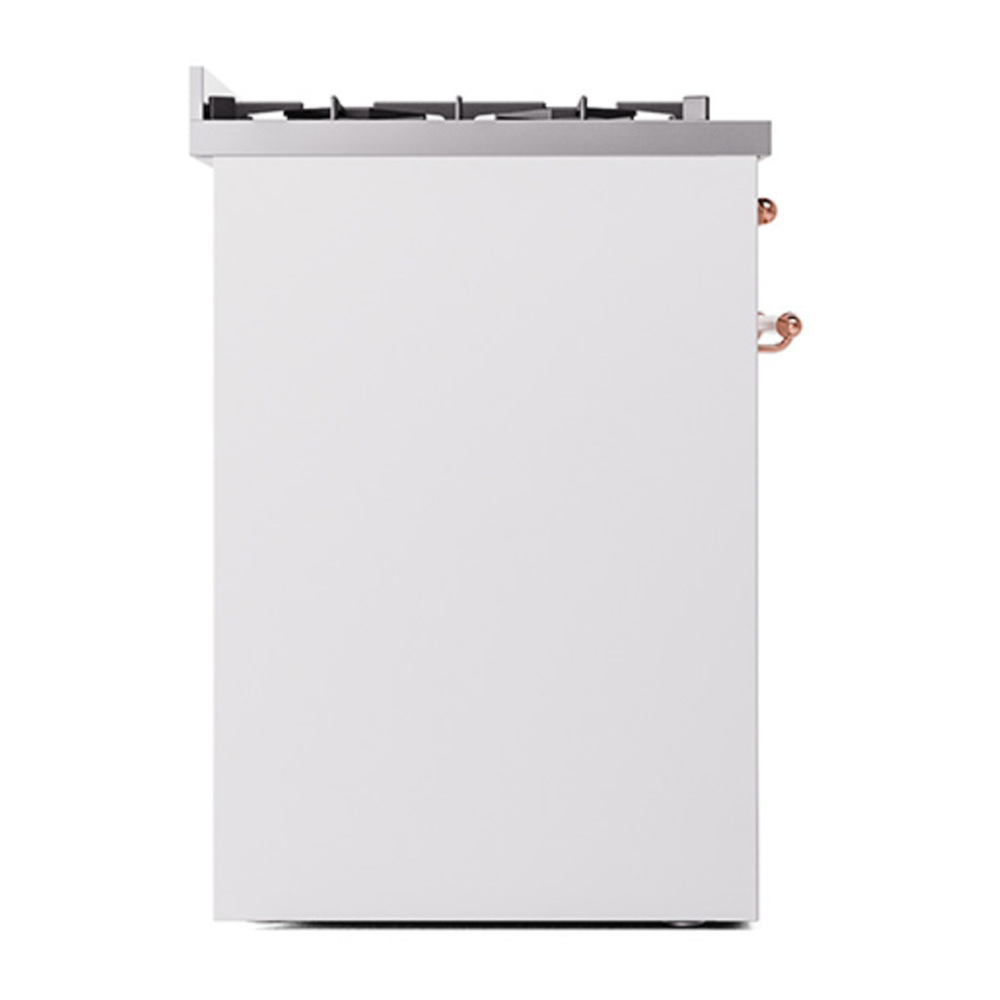 ILVE UP30QNMPWHP Nostalgie II 30 inch Dual Fuel Range with 5 Burners with 4 cu. ft. Oven Capacity (Natural Gas, Solid Door, White, Copper) 7 ILVE_UP30QNMPWHP_Nostalgie_II_30"_Dual_Fuel_Range_left_side