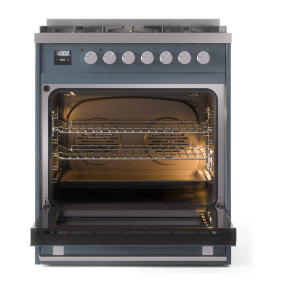 ILVE UP30WMPBG Professional Plus II 30" Dual Fuel Range, oven door opened