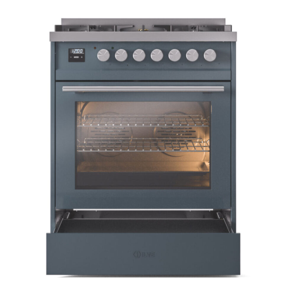 ILVE UP30WMPBG Professional Plus II 30" Dual Fuel Range, drawer opened