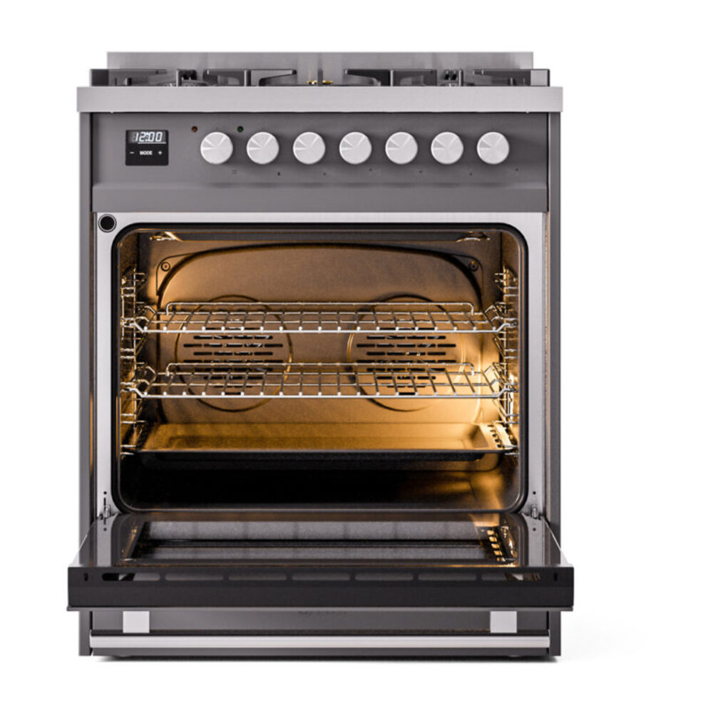 ILVE UP30WMPMG Professional Plus II 30" Dual Fuel Range, oven door opened