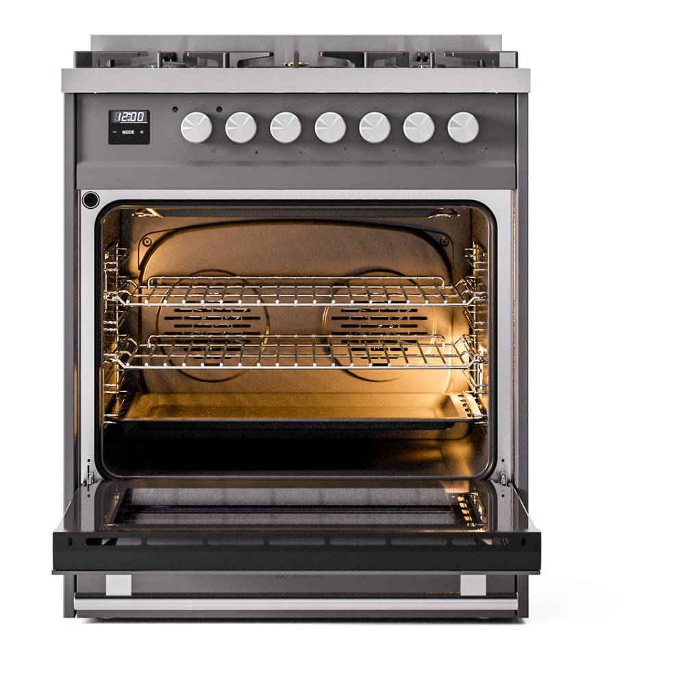 ILVE UP30WMPMG Professional Plus II 30" Dual Fuel Range, oven door opened