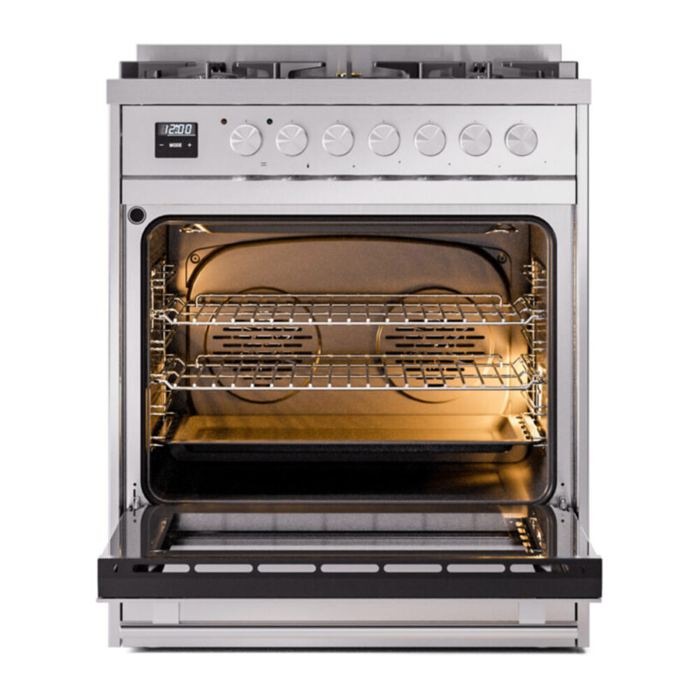 ILVE UP30WMPSSLP Professional Plus II 30" Dual Fuel Range, oven door opened