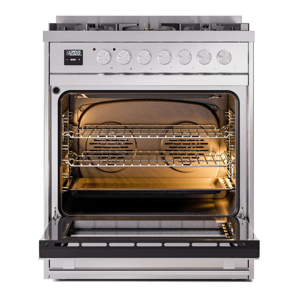 ILVE UP30WMPSSLP Professional Plus II 30" Dual Fuel Range, oven door opened