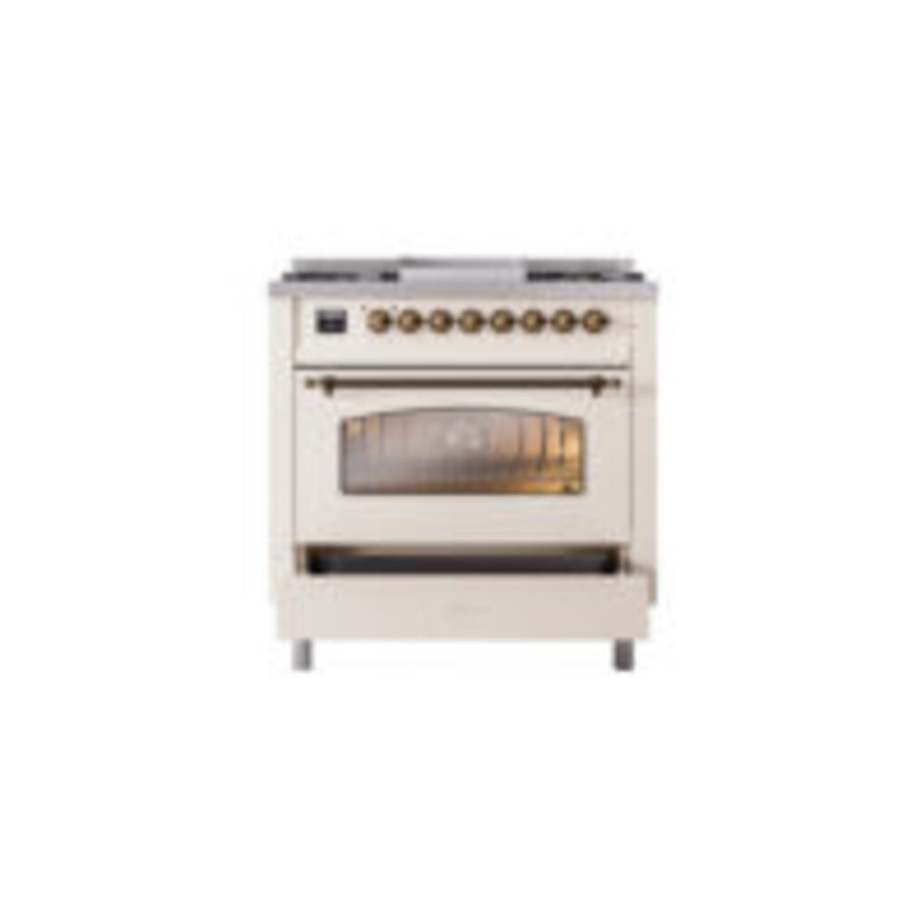 ILVE Nostalgie II 36" UP36FNMPAWBLP Dual Fuel Range drawer opened