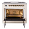 ILVE Nostalgie II 36" UP36FNMPAWB Dual Fuel Range door opened