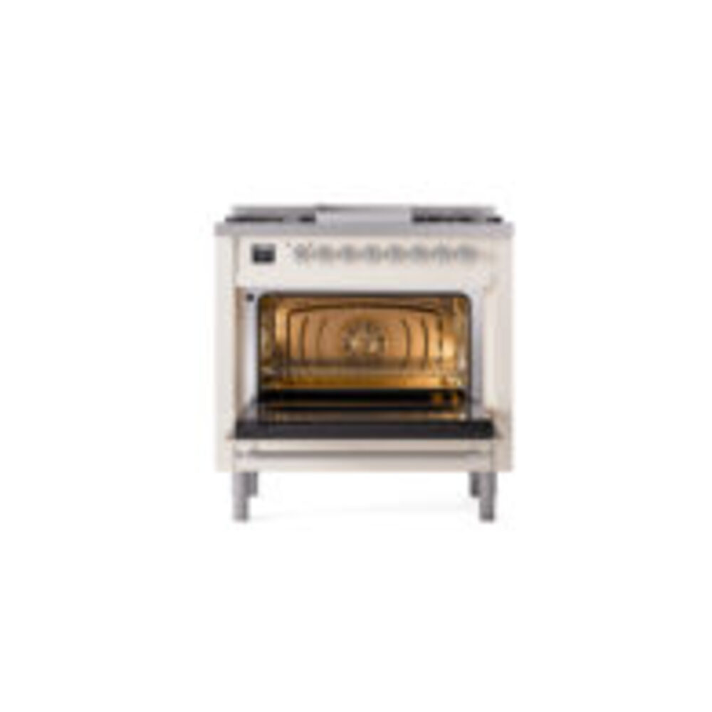 ILVE Nostalgie II 36" UP36FNMPAWC Dual Fuel Range door opened