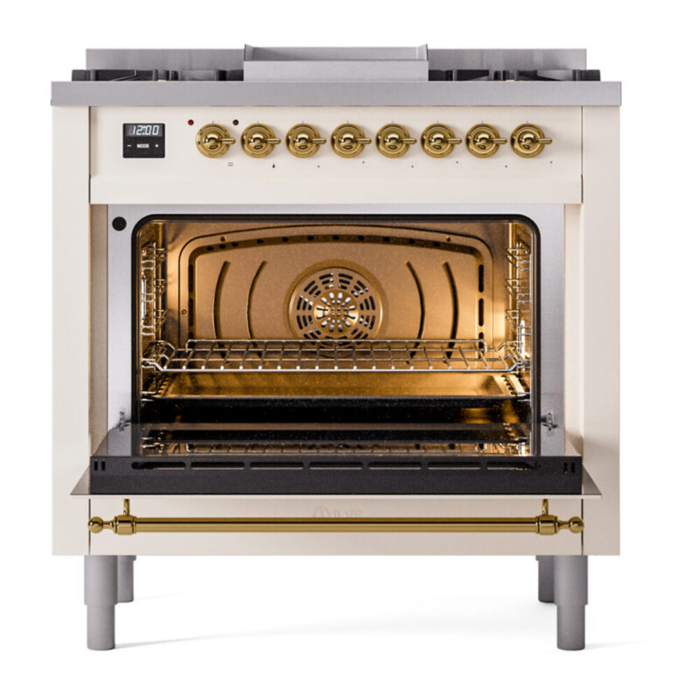 ILVE Nostalgie II 36" UP36FNMPAWGLP Dual Fuel Range door opened
