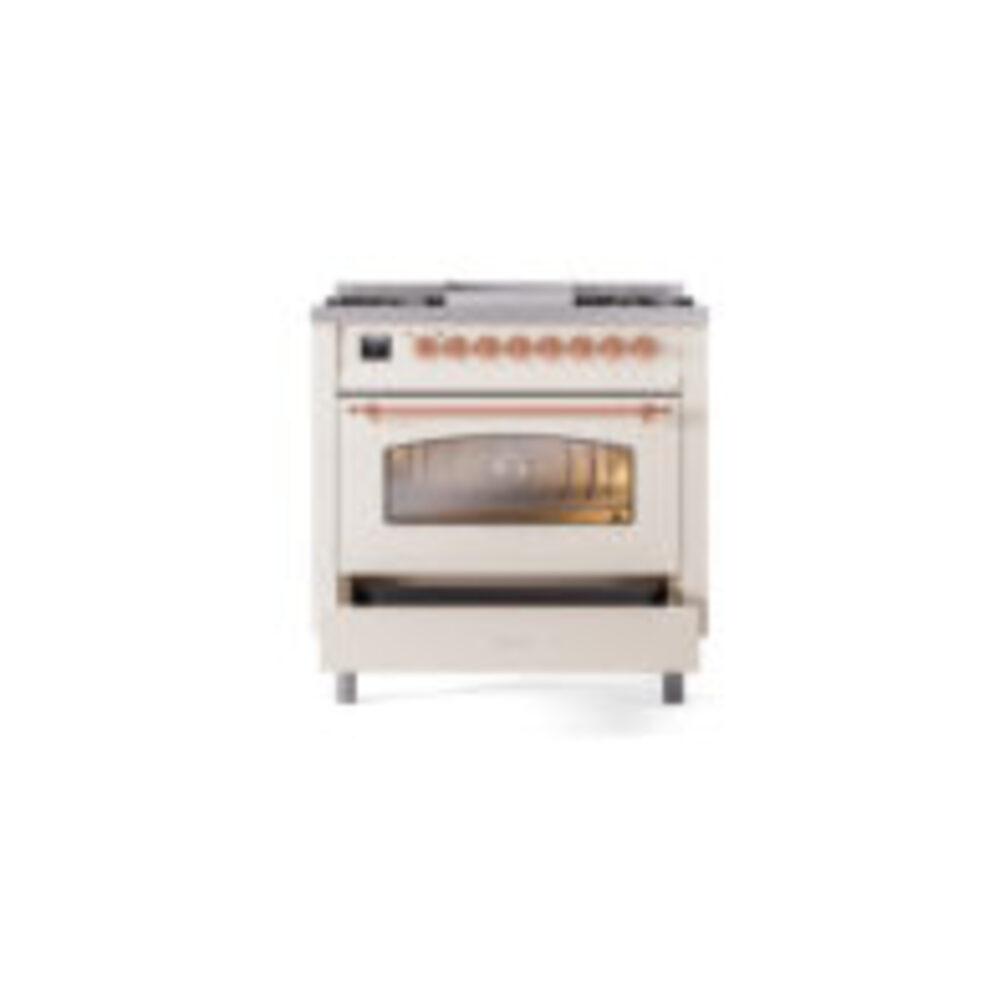 ILVE Nostalgie II 36" UP36FNMPAWP Dual Fuel Range drawer opened