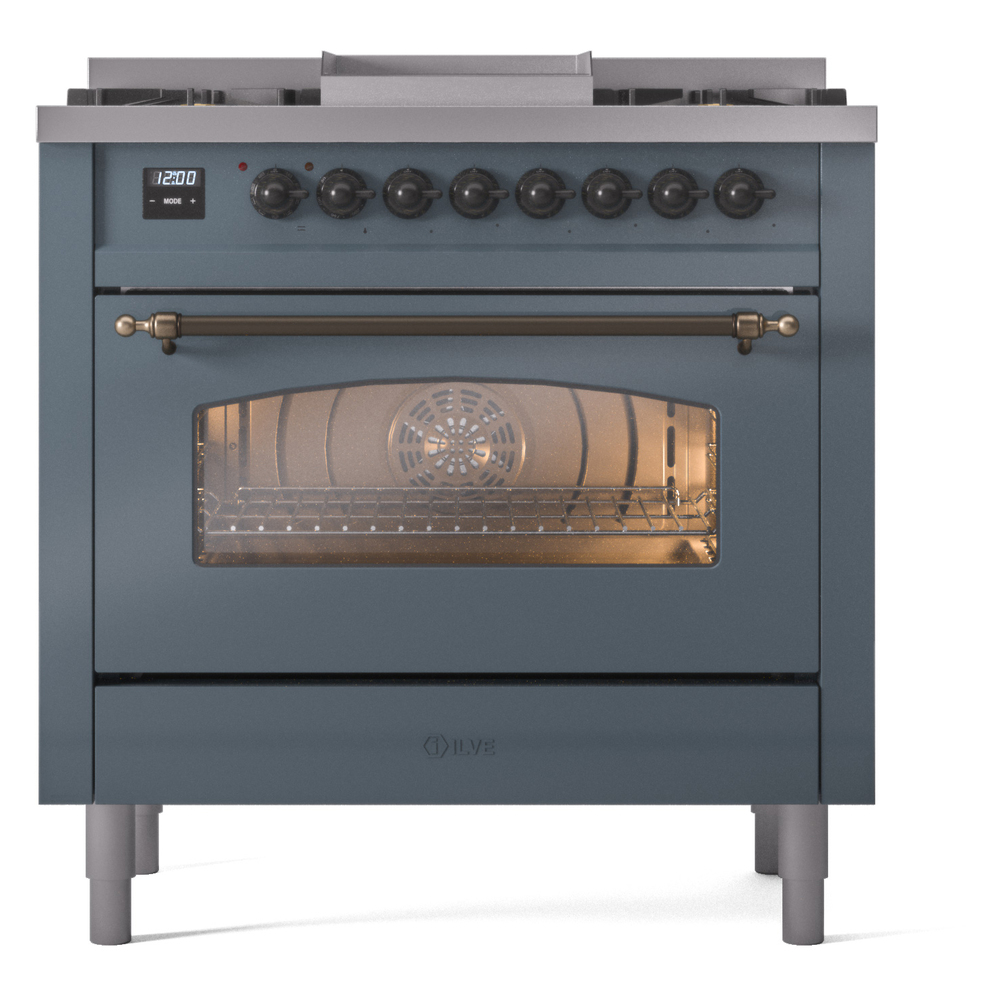 ILVE Nostalgie II 36" UP36FNMPBGB Dual Fuel Range front view