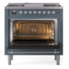 ILVE Nostalgie II 36" UP36FNMPBGCLP Dual Fuel Range door opened