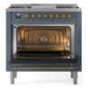 ILVE Nostalgie II 36" UP36FNMPBGGLP Dual Fuel Range door opened